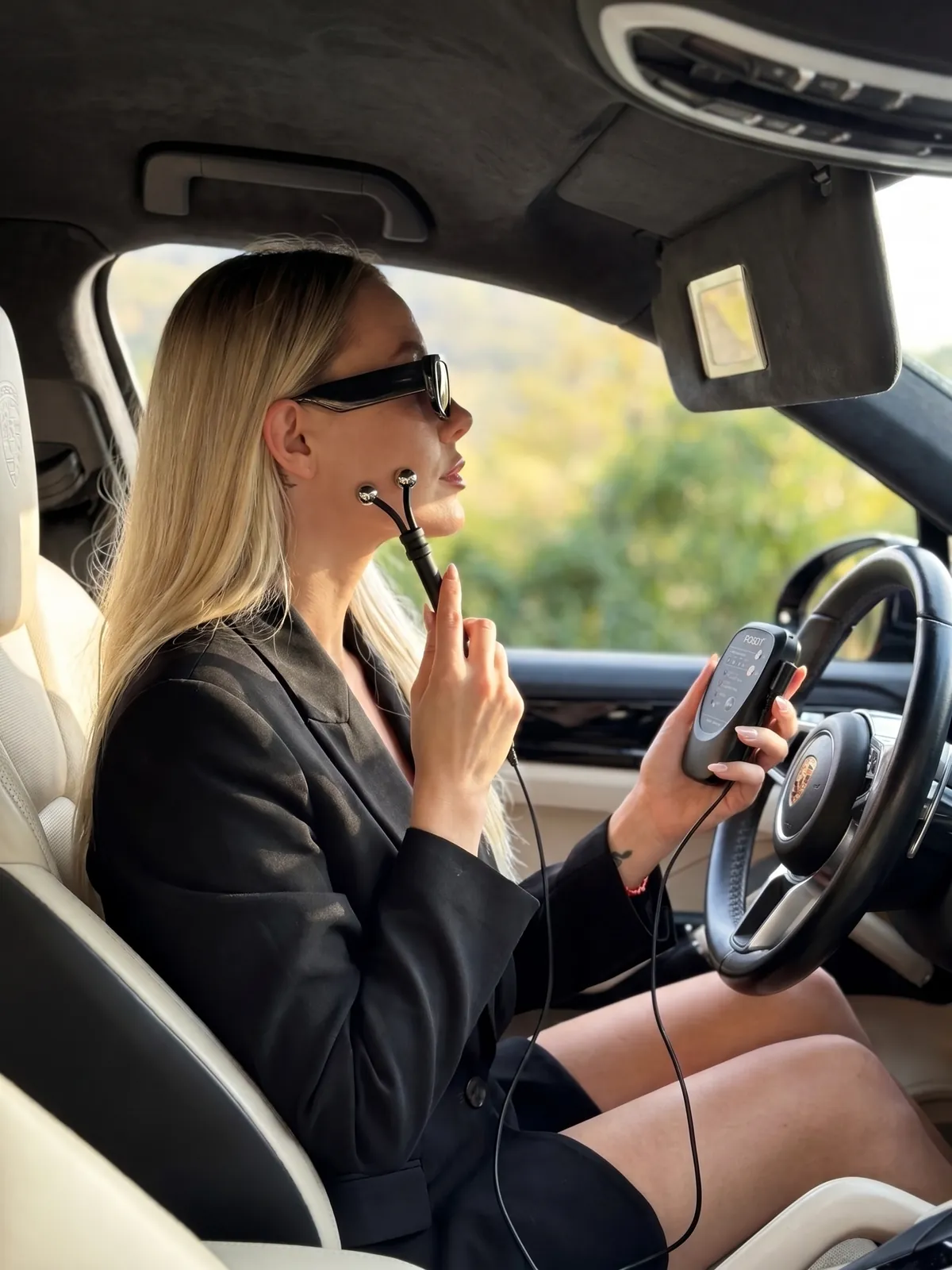 Woman using the VOLTÉ Lift Pro while away from home