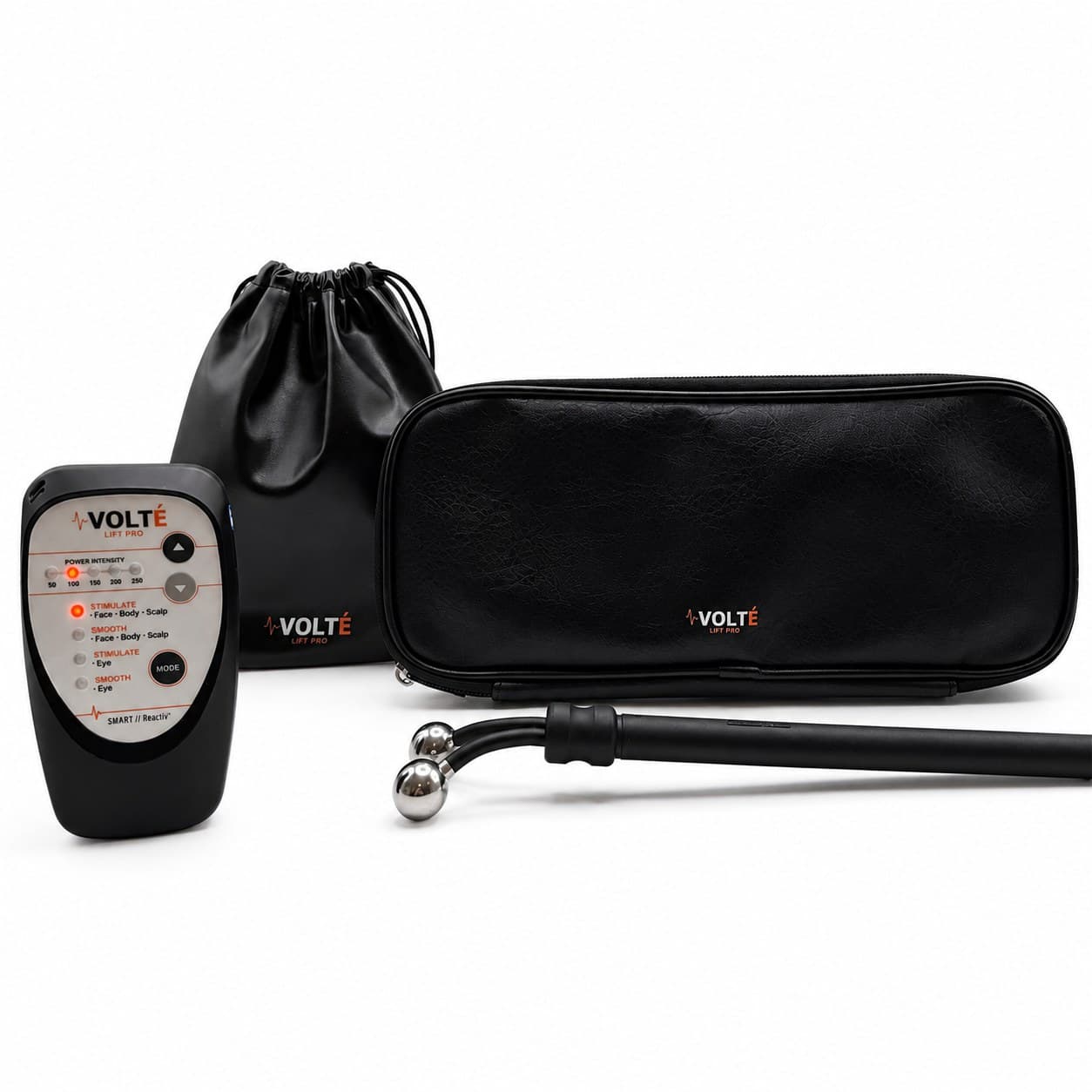 VOLTÉ LIFT PRO — Gel-Free Adaptive Microcurrent Device (Black), The kit